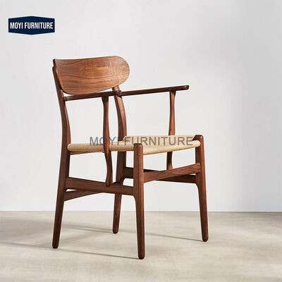 MOYI Restaurant Furniture Curved Back Accent Solid Wood Dining Rope Seat Dining Chair