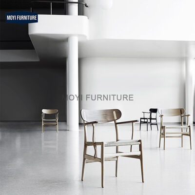 MOYI Restaurant Furniture Curved Back Accent Solid Wood Dining Rope Seat Dining Chair