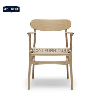 MOYI Restaurant Furniture Curved Back Accent Solid Wood Dining Rope Seat Dining Chair