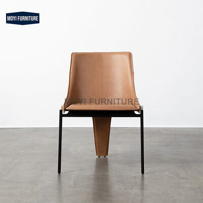 Refined Top-Stitching  Leather Upholstered Comfortable Padded Dining Room Dining Chairs With Unique 3-Leg Structures
