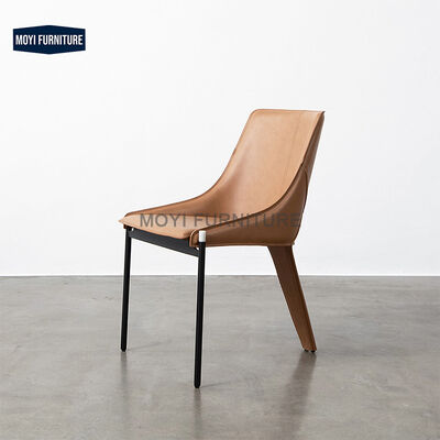 Refined Top-Stitching  Leather Upholstered Comfortable Padded Dining Room Dining Chairs With Unique 3-Leg Structures