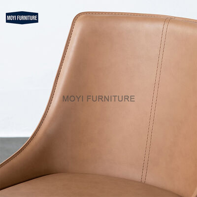 Refined Top-Stitching  Leather Upholstered Comfortable Padded Dining Room Dining Chairs With Unique 3-Leg Structures