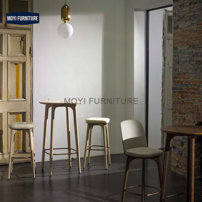 MOYI Produce Direct Sales Linen Backrest Ash Wood bar Stool High Chair Soft Bag Cushion Free bar Cafe Shop Hotel