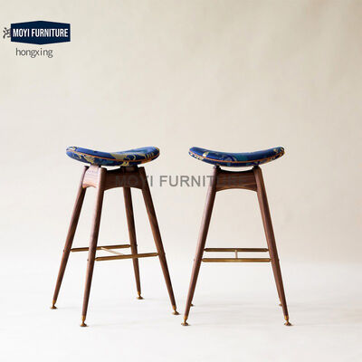 MOYI Produce Direct Sales Linen Backrest Ash Wood bar Stool High Chair Soft Bag Cushion Free bar Cafe Shop Hotel