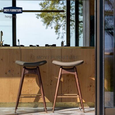 MOYI Produce Direct Sales Linen Backrest Ash Wood bar Stool High Chair Soft Bag Cushion Free bar Cafe Shop Hotel