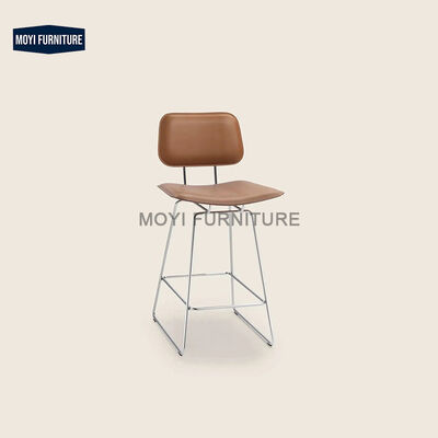 MOYI Modern Metal Frame Plastic Backrest bar Stool Restaurant Cafe Bistro bar Stainless Steel bar Chair Furniture