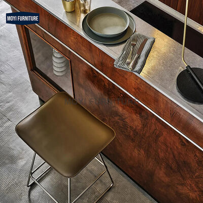 MOYI Modern Metal Frame Plastic Backrest bar Stool Restaurant Cafe Bistro bar Stainless Steel bar Chair Furniture