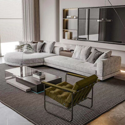 MOYI L Shape Corner Italian Fabric Leather Living Room Furniture Modern Style Modernos White Leather Sectional Sofa
