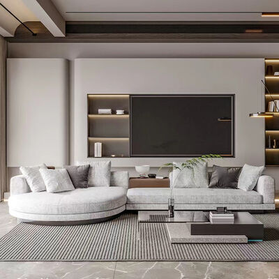 MOYI L Shape Corner Italian Fabric Leather Living Room Furniture Modern Style Modernos White Leather Sectional Sofa