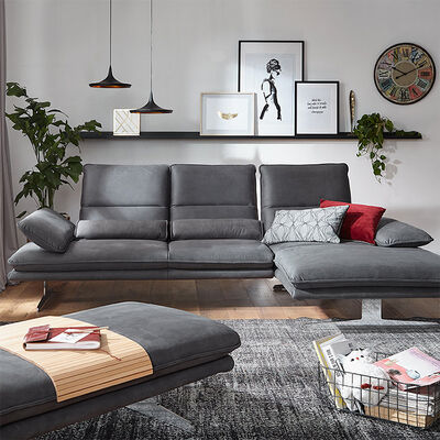 Modern Italy Synthetic Leather Sofa L Shape Villa Adjustable Armrest Lounge Sofas