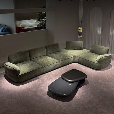 Italian Designer Cream Style Sectional Sofa Customizable Minimalist Living Room Set with Movable Backrest for Apartment Villa