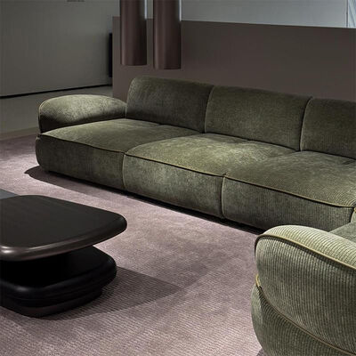 Italian Designer Cream Style Sectional Sofa Customizable Minimalist Living Room Set with Movable Backrest for Apartment Villa