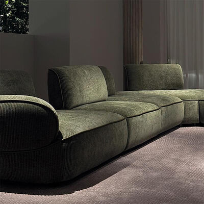 Italian Designer Cream Style Sectional Sofa Customizable Minimalist Living Room Set with Movable Backrest for Apartment Villa