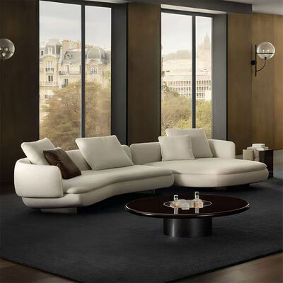Italian Minimalist Luxury Villa Living Room Sofa Set Hotel Lobby with Teddy Velvet Fabric Sectional Modular Couch