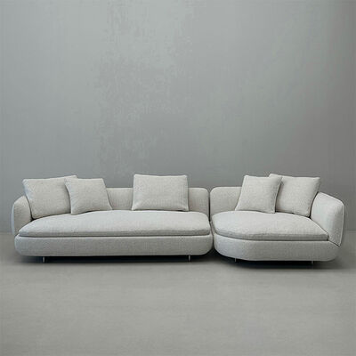 Italian Minimalist Luxury Villa Living Room Sofa Set Hotel Lobby with Teddy Velvet Fabric Sectional Modular Couch