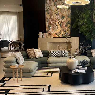 Hotel Large Size Combination Luxury Sofa Set Living Room Furniture Mountain Step Sofa Leather Sofa Set