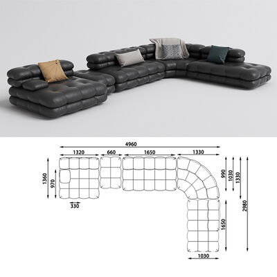 Hotel Large Size Combination Luxury Sofa Set Living Room Furniture Mountain Step Sofa Leather Sofa Set