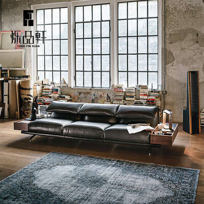 Italian Minimalist Large Apartment Living Room Luxury Sofa Genuine Light Luxury Cowhide Leather Curved Special-shaped Corner