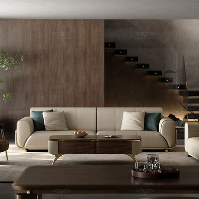 Modern Luxury Single Modular Sofa Set Classic Nordic Wood Furniture Premium Light Luxury for Apartments Villas Manufactured