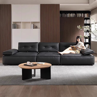 Black Leather Modular Upholstered Lounge Sofa Sectional Couch Modern Fashion Living Room Furniture Compression Sofa Sets