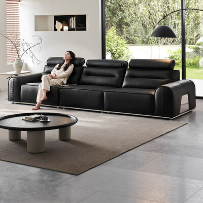 Black Leather Modular Upholstered Lounge Sofa Sectional Couch Modern Fashion Living Room Furniture Compression Sofa Sets
