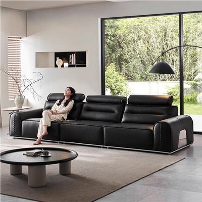 Black Leather Modular Upholstered Lounge Sofa Sectional Couch Modern Fashion Living Room Furniture Compression Sofa Sets