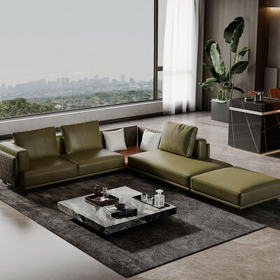 Foshan Factory Itaian Modern Saddle Leather Sofa Home Furniture Leather Sofa Set Modular Hotel Furniture Sofa Set