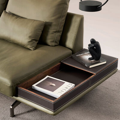 Wooden Frame Stainless Steel Hardware Feet Modular L-Shaped Leather Fabric Sofa Set for Living Room Villa Apartment Use