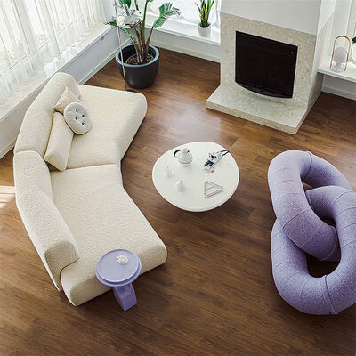 Modern Light Luxury Living Room Furniture Hotel Solid Wooden Curved Sofa Combination Fabric Modular Sofa Set