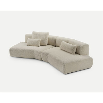 Modern Light Luxury Living Room Furniture Hotel Solid Wooden Curved Sofa Combination Fabric Modular Sofa Set