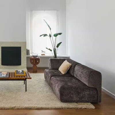 Modern Light Luxury Living Room Furniture Hotel Solid Wooden Curved Sofa Combination Fabric Modular Sofa Set