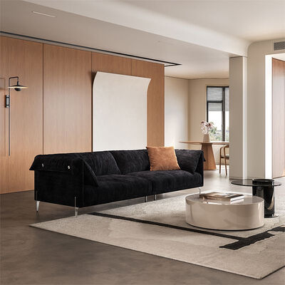 Italian Minimalist Modern Retro Fabric Sofa Chenille Straight Small Apartment Living Room Luxury Sectional Style Sofa Couch