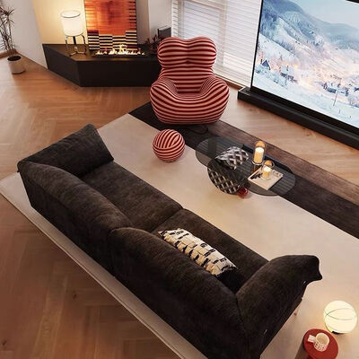 Italian Minimalist Modern Retro Fabric Sofa Chenille Straight Small Apartment Living Room Luxury Sectional Style Sofa Couch