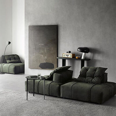 Italian-Style Baxter Panama Sectional Sofa Set Tofu Module Minimalist Matte Fabric with Genuine Leather Designer Collection