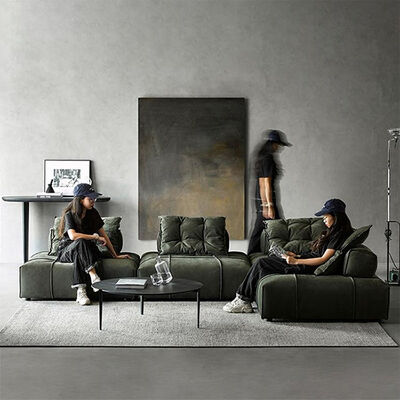 Italian-Style Baxter Panama Sectional Sofa Set Tofu Module Minimalist Matte Fabric with Genuine Leather Designer Collection