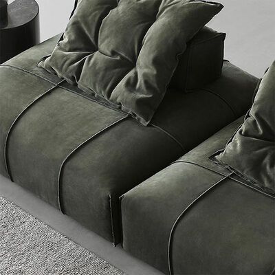 Italian-Style Baxter Panama Sectional Sofa Set Tofu Module Minimalist Matte Fabric with Genuine Leather Designer Collection