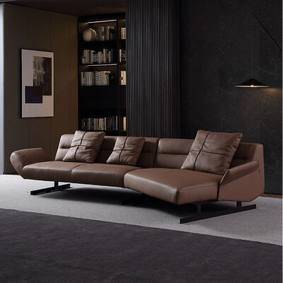 Italian Minimalist Leather Living Room 3 Seat Sofa Modern Luxury Sofa Set Furniture for Hotel Villa Art Hall
