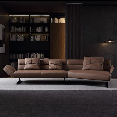 Italian Minimalist Leather Living Room 3 Seat Sofa Modern Luxury Sofa Set Furniture for Hotel Villa Art Hall