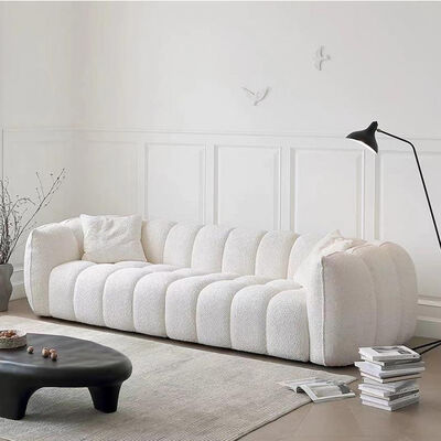 Modern Luxurious Velvet Fabric Sofa Set White Compressed Living Room Sofas with Sponge Filling for Home or Mall Furniture