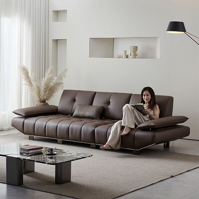 Italian Luxury Living Room Sofa Minimalist Style Ultra-Wide Seat Removable Backrest Adjustment Convertible Luxury Sofa