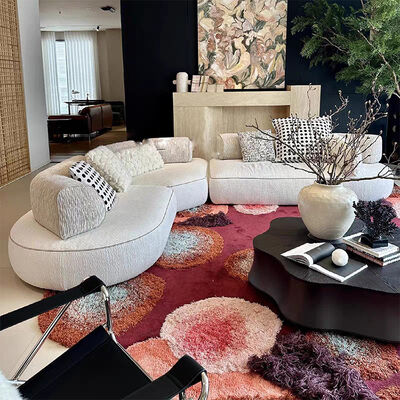 Italian Simple Armless Round Backrest Multi-size Multi-combination Fabric Island Sofa Living Room Villa Apartment Residence