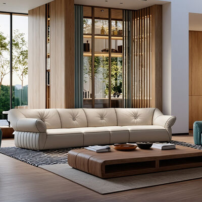 Italian Minimalist Creative Living Room Hotel Villa Three Seat Sofa Wooden Frame Fabric Lounge Sofa Furniture