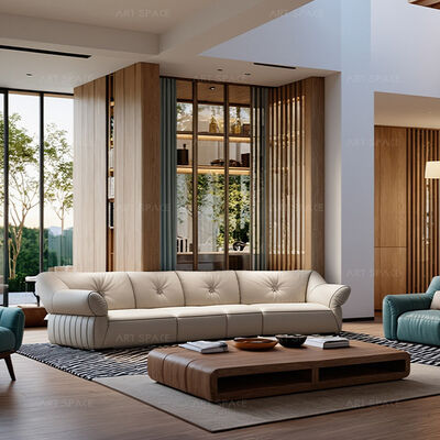 Italian Minimalist Creative Living Room Hotel Villa Three Seat Sofa Wooden Frame Fabric Lounge Sofa Furniture