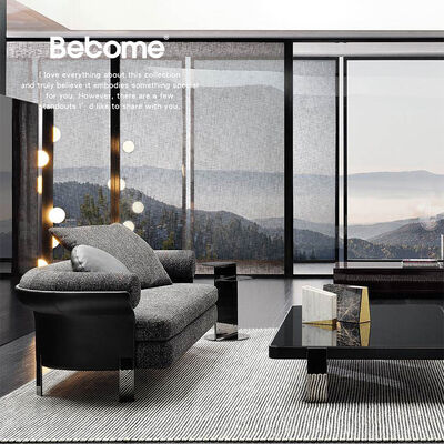 Light Luxury Modular Sofa Stainless Steel Base Linen Fabric Black 3 Seat Curved Sofa Chair for Apartment Lobby