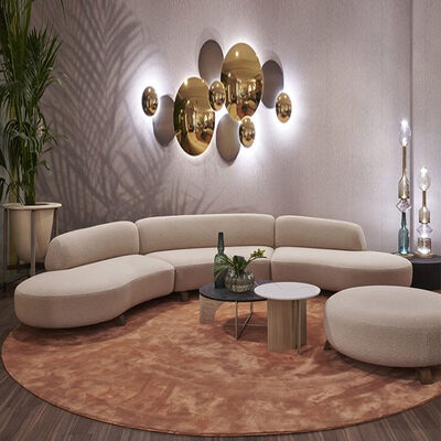 MOYI Living Room Furniture Sofa Set Hotel Combination Luxury Curve Teddy Sofa Velvet 4 Seater Sofa Set