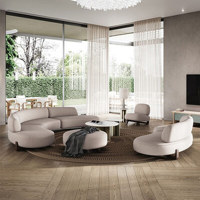 MOYI Living Room Furniture Sofa Set Hotel Combination Luxury Curve Teddy Sofa Velvet 4 Seater Sofa Set