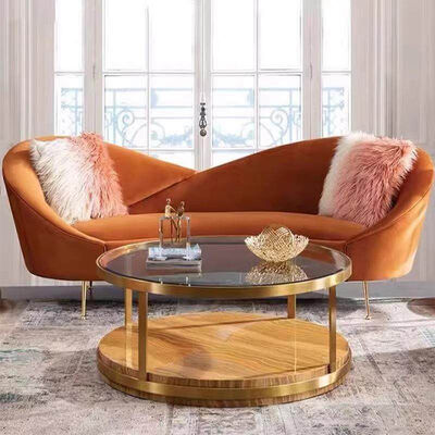 Hot Sale Beauty Salon Clothing Store Living Room Sofa Set Modern Luxury Curved Sofa With Gold Leg