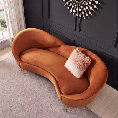Hot Sale Beauty Salon Clothing Store Living Room Sofa Set Modern Luxury Curved Sofa With Gold Leg