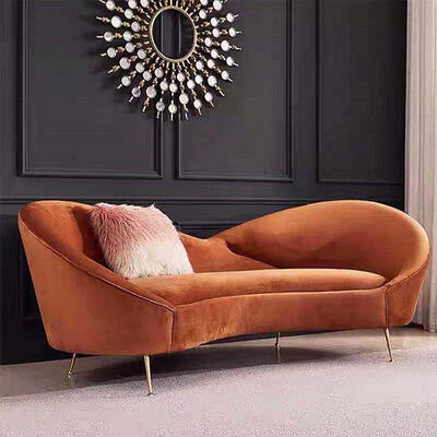 Hot Sale Beauty Salon Clothing Store Living Room Sofa Set Modern Luxury Curved Sofa With Gold Leg