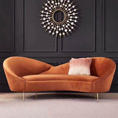 Hot Sale Beauty Salon Clothing Store Living Room Sofa Set Modern Luxury Curved Sofa With Gold Leg